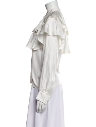 Sandro Silk Mock Neck Button-Up Top