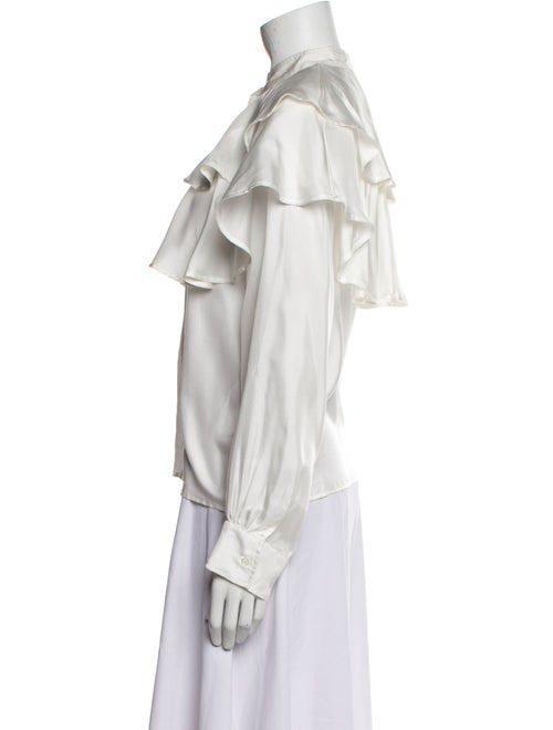 Sandro Silk Mock Neck Button-Up Top