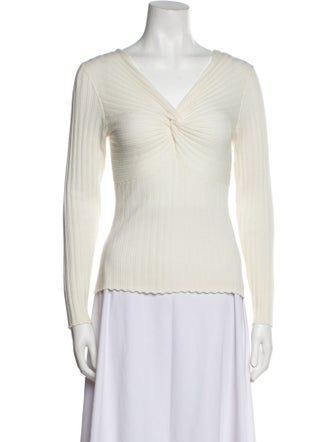 Sandro V-Neck Long Sleeve Top