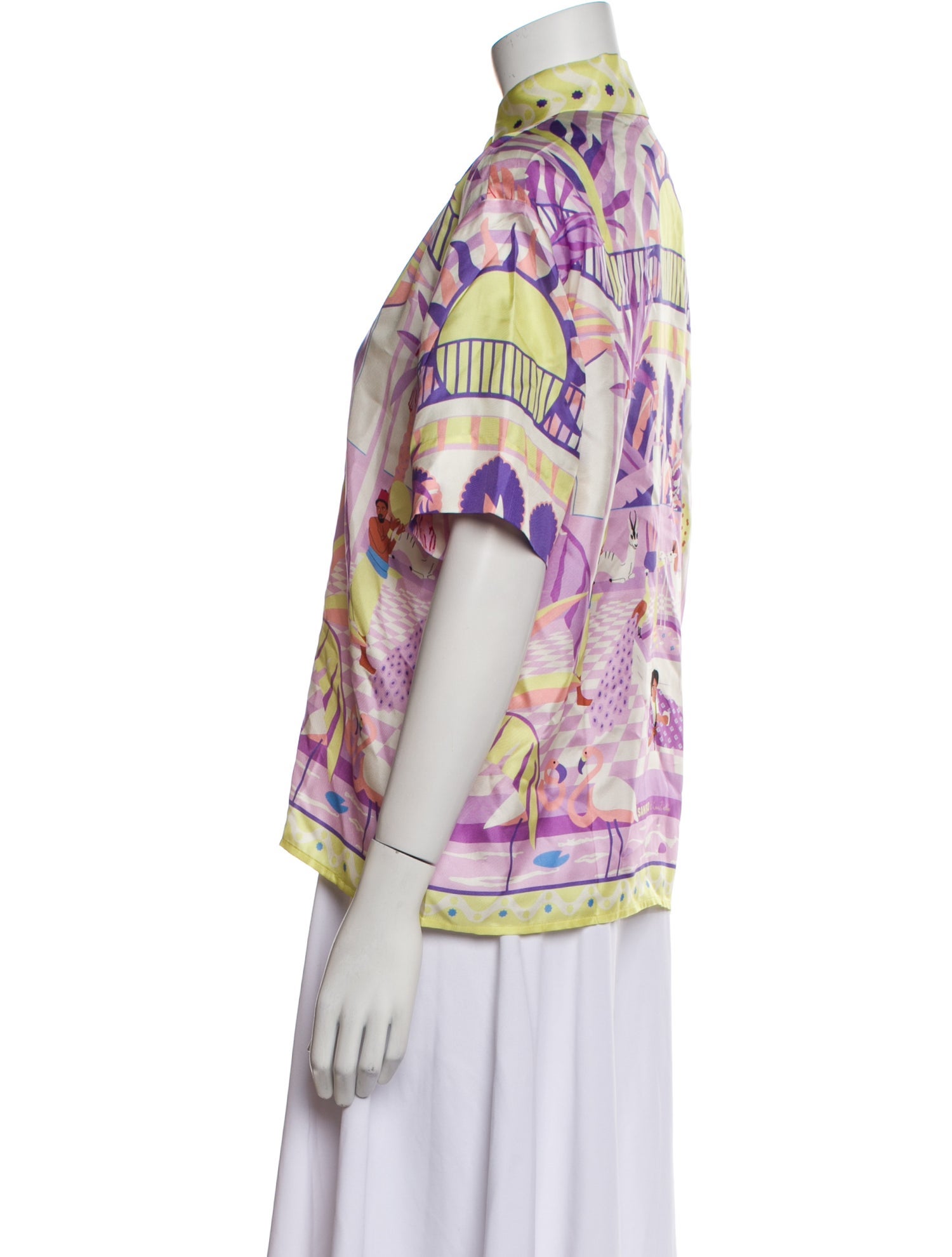 Sandro Silk Printed Button-Up Top
