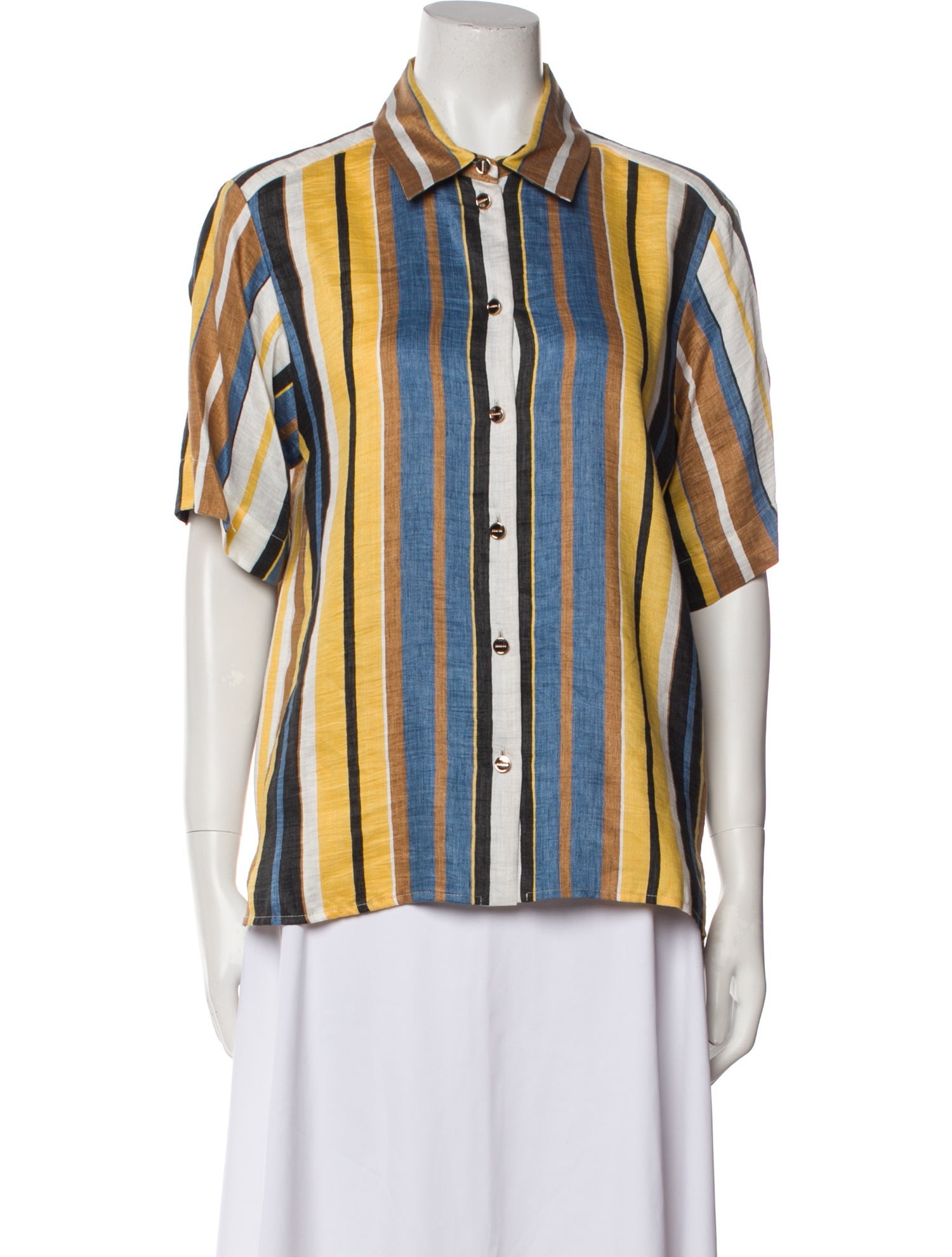 Sandro Linen Striped Button-Up Top w/ Tags