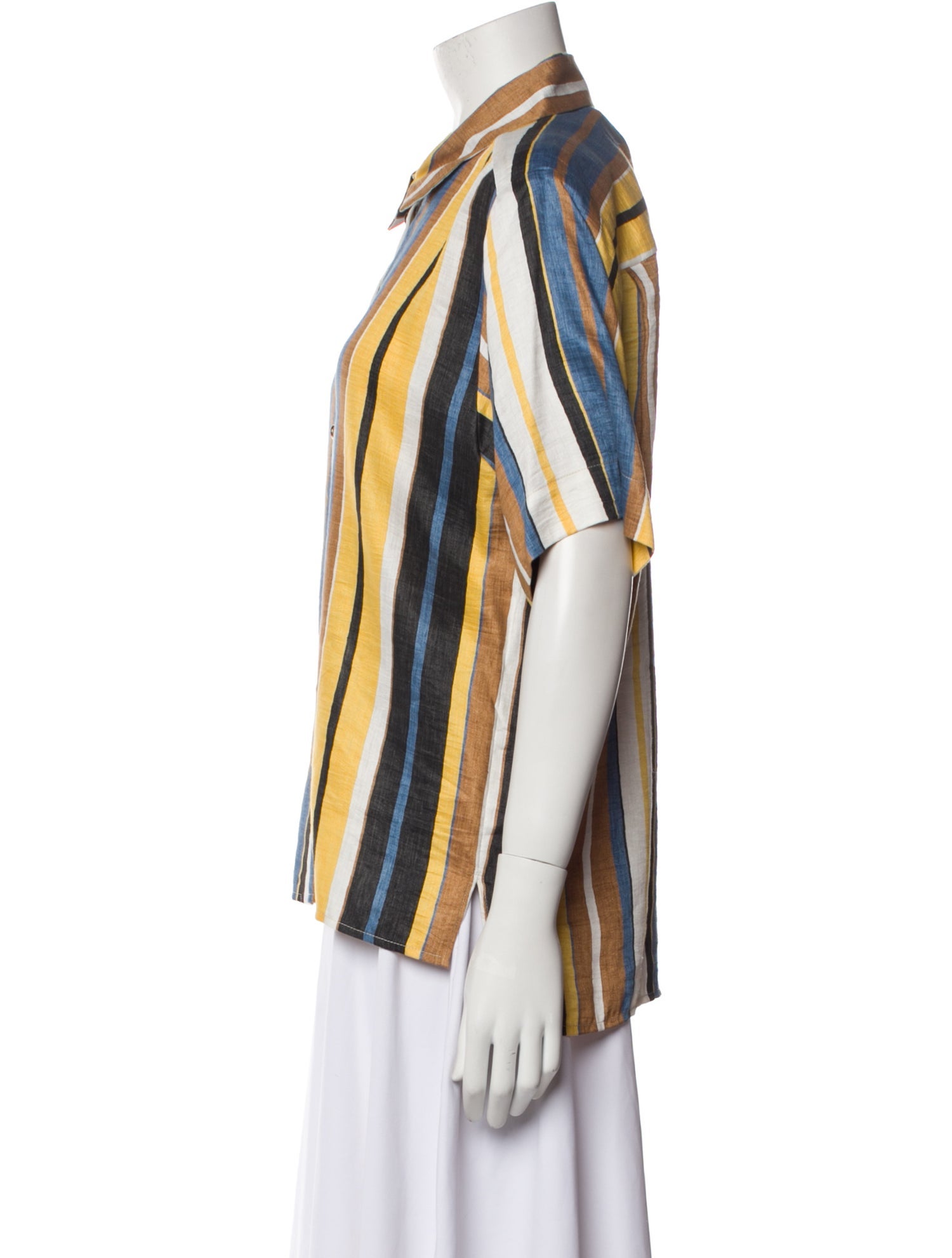 Sandro Linen Striped Button-Up Top w/ Tags