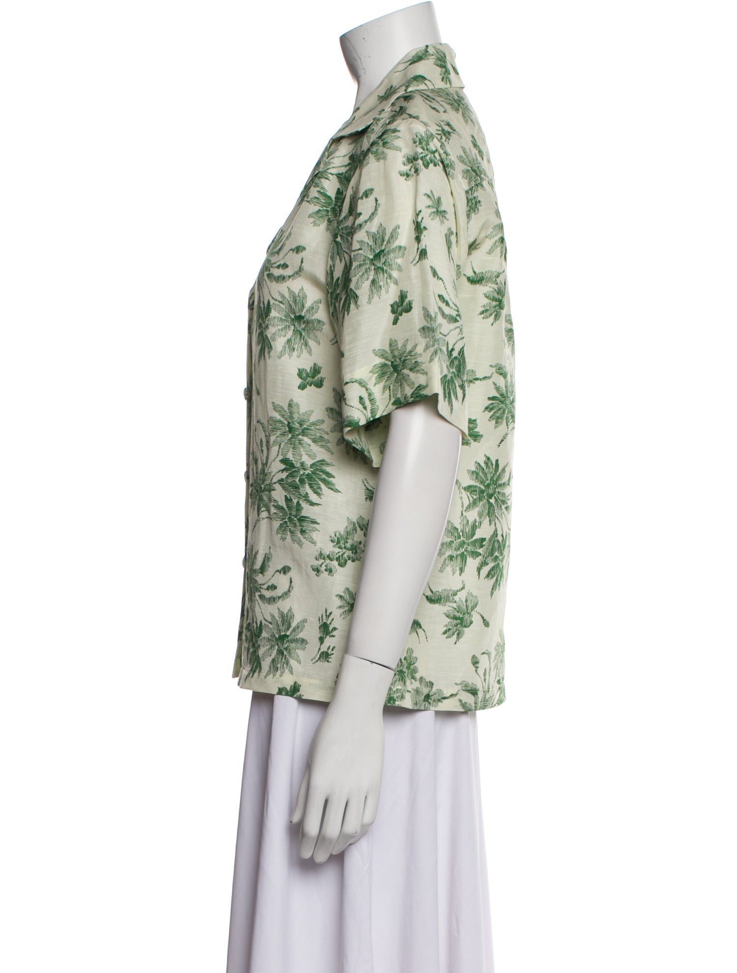 Sandro Printed Short Sleeve Button-Up Top