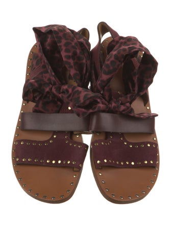 Sandro Suede Studded Accents Gladiator Sandals