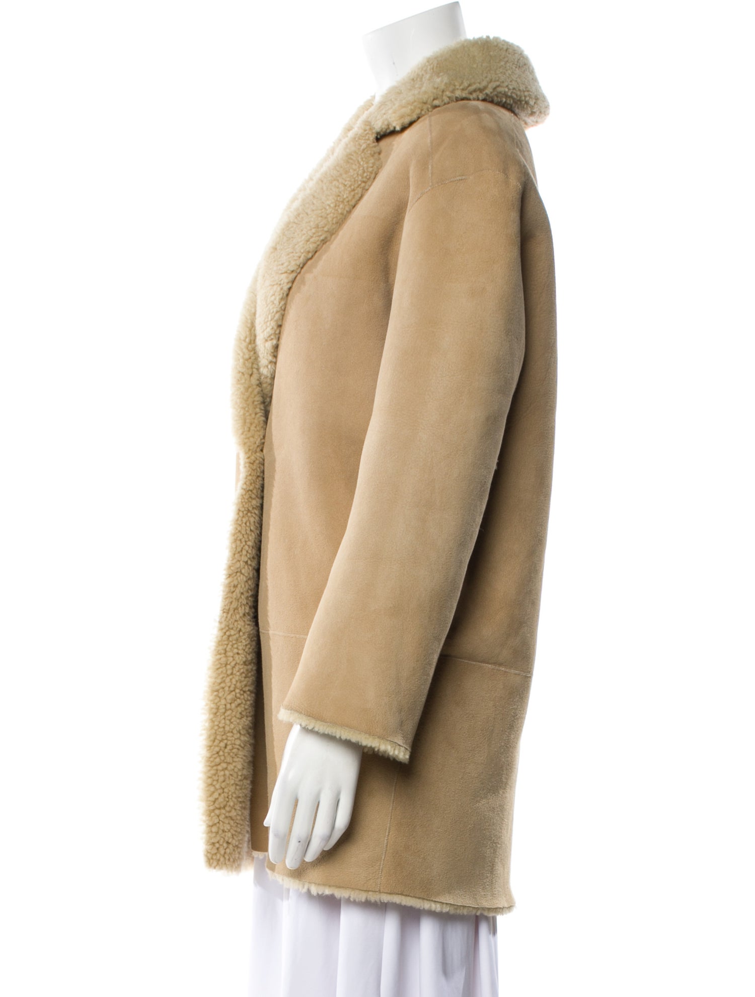 Sandro Lamb Leather Fur Coat