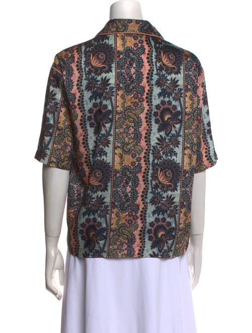 Sandro Paisley Print Short Sleeve Button-Up Top