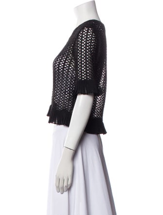 Sandro V-Neck Short Sleeve Crop Top