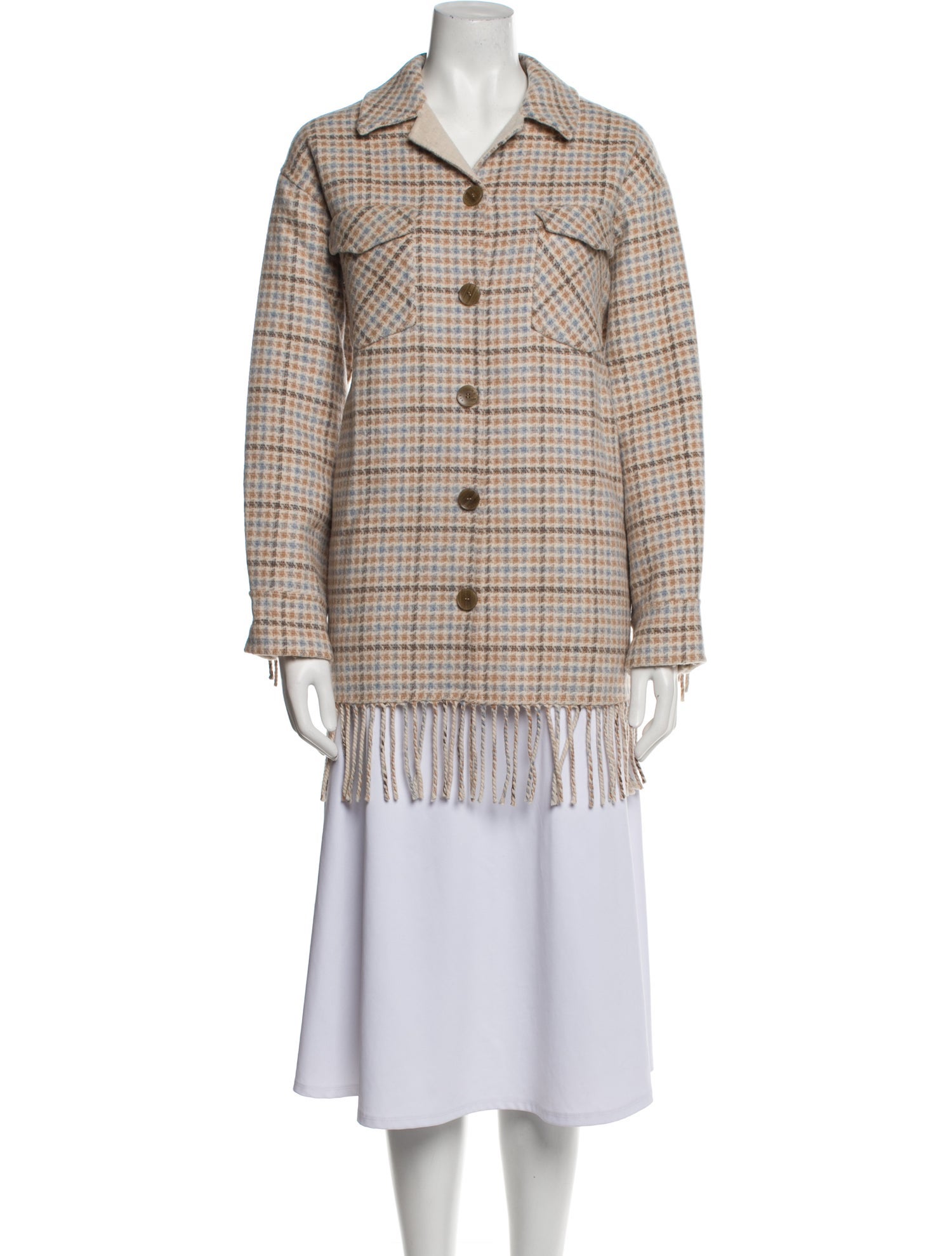 Sandro Wool Plaid Print Coat