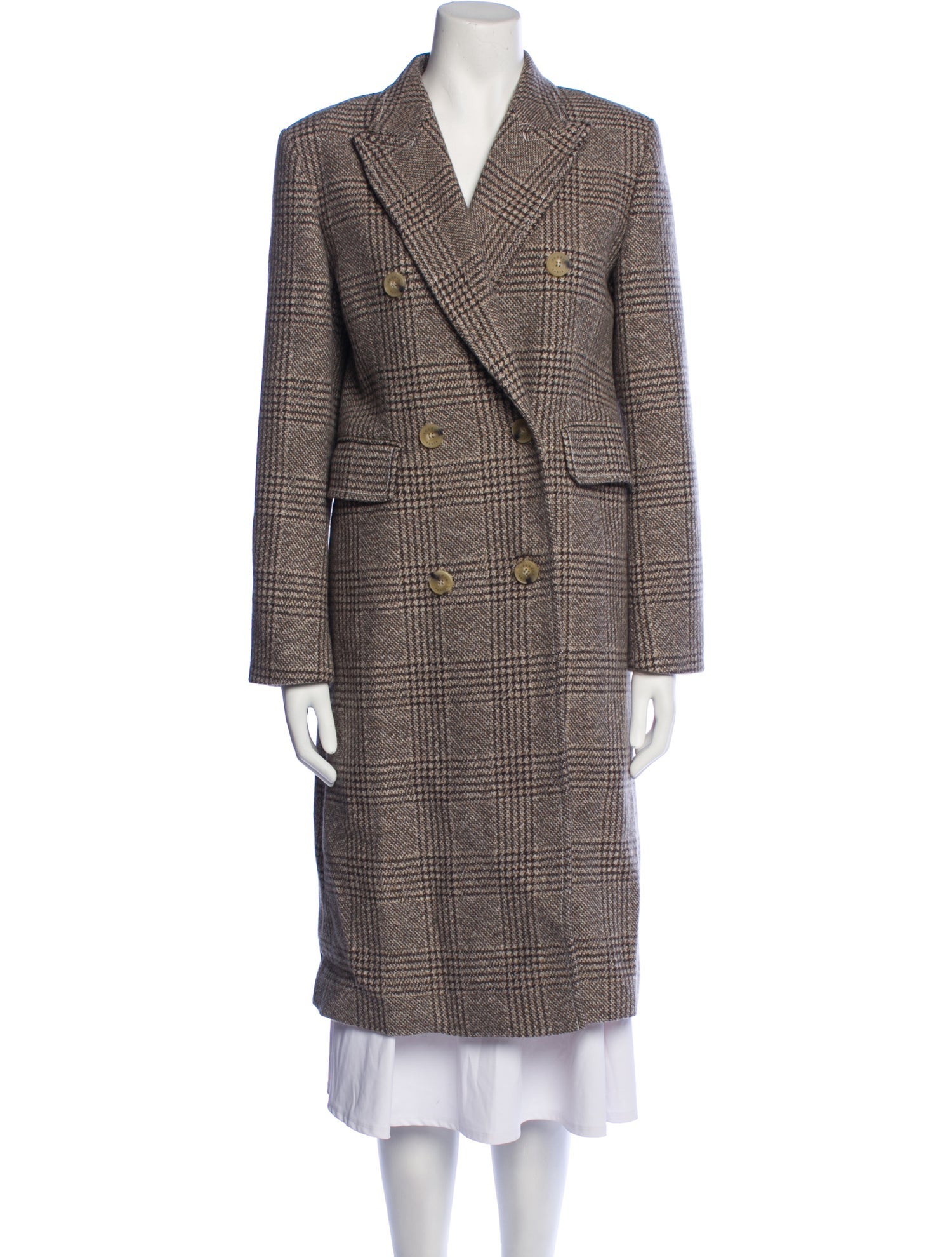 Sandro Wool Plaid Print Peacoat