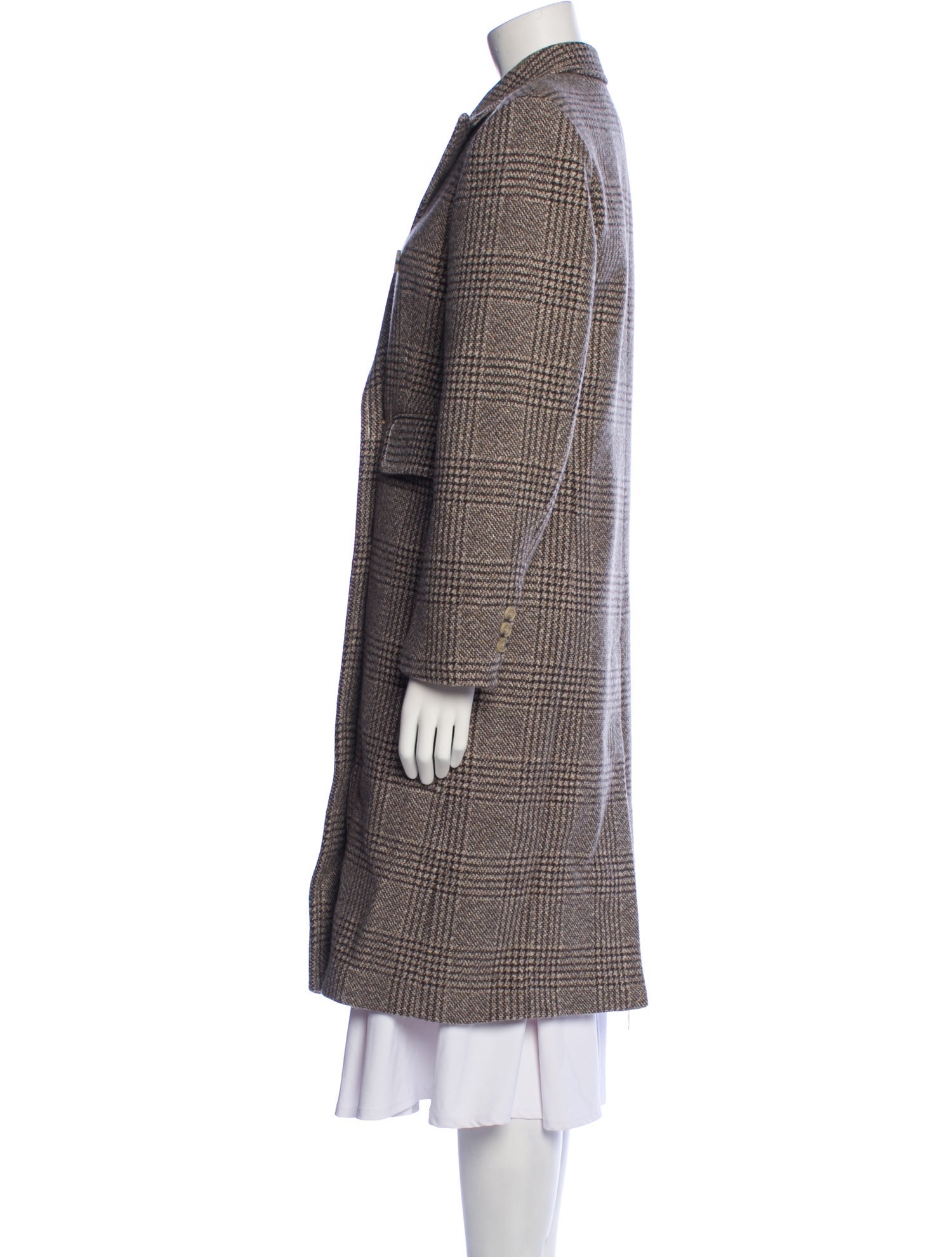 Sandro Wool Plaid Print Peacoat