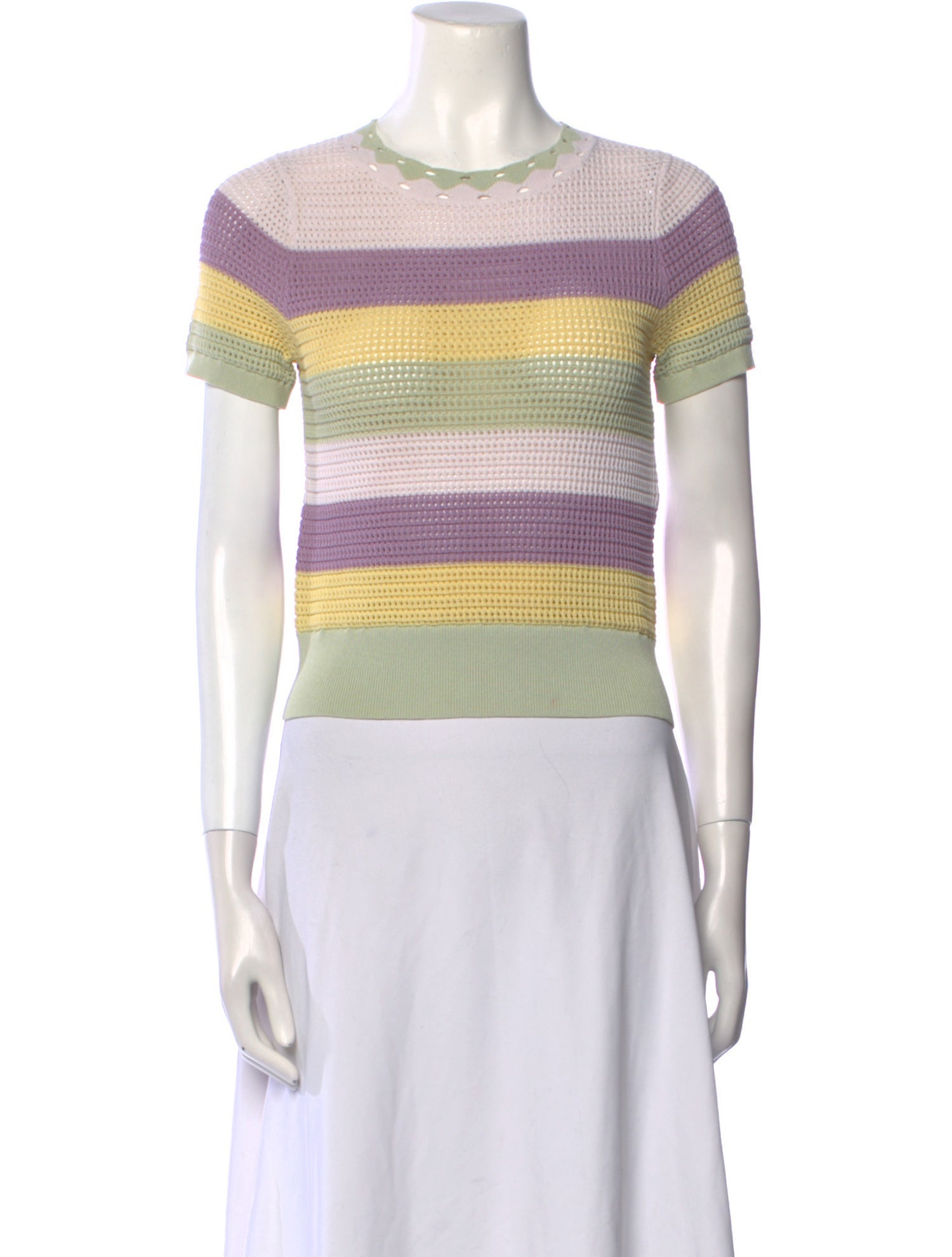 Sandro Striped Crew Neck Crop Top