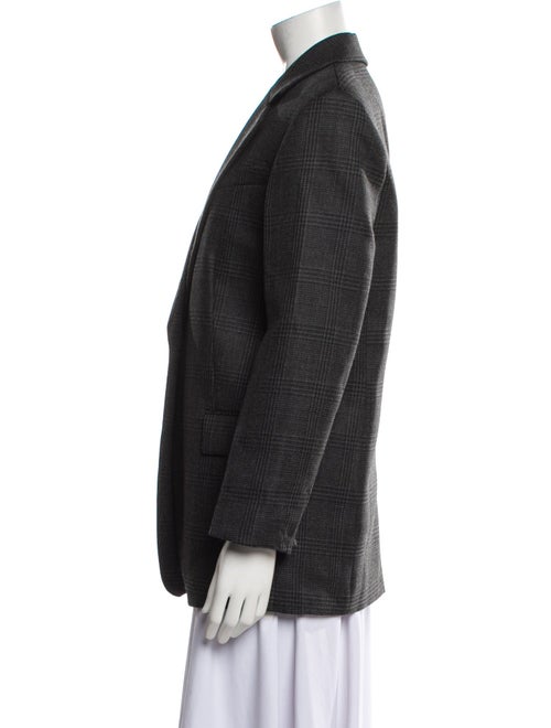 Sandro Virgin Wool Plaid Print Blazer