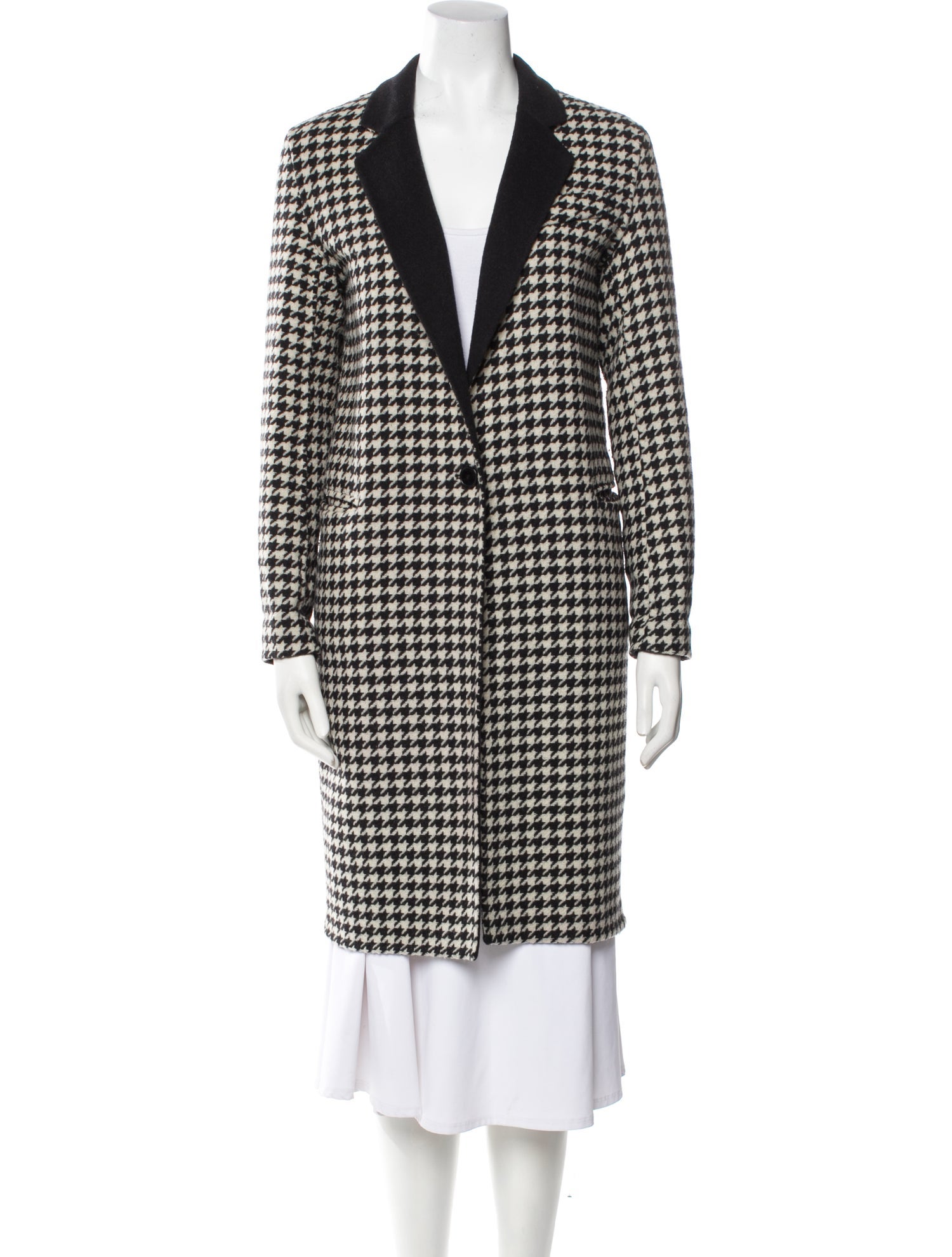 Sandro Wool Houndstooth Print Coat