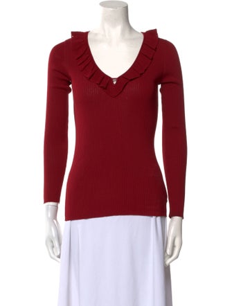 Sandro V-Neck Three-Quarter Sleeve Top