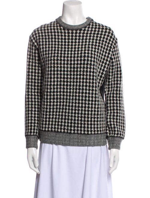 Sandro Houndstooth Print Crew Neck Sweater