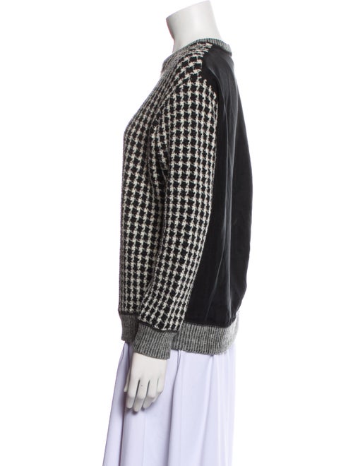 Sandro Houndstooth Print Crew Neck Sweater