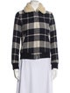 Sandro Wool Plaid Print Biker Jacket
