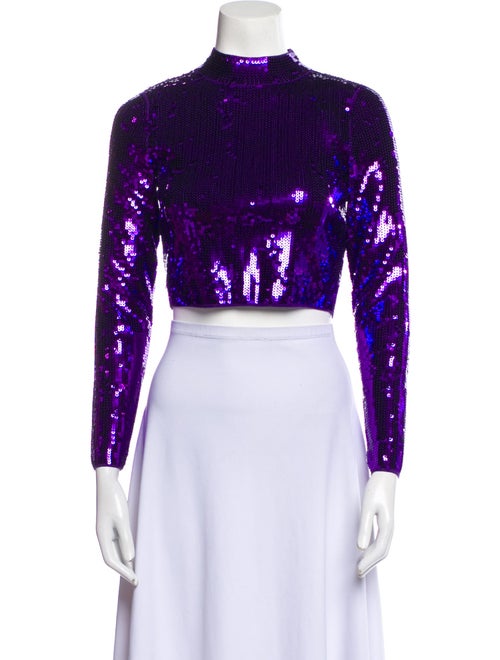 Sandro Mock Neck Long Sleeve Crop Top