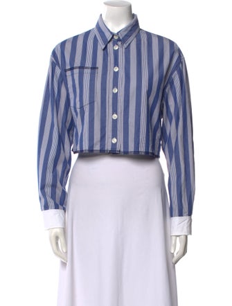 Sandro Striped Long Sleeve Crop Top