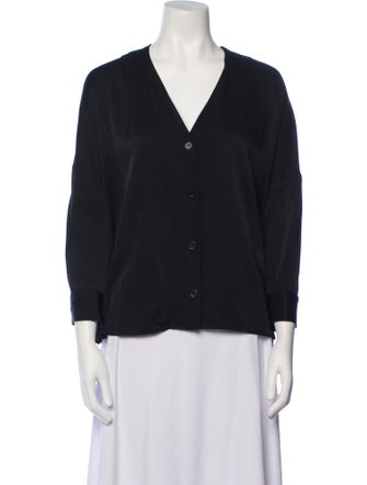 Sandro V-Neck Three-Quarter Sleeve Blouse