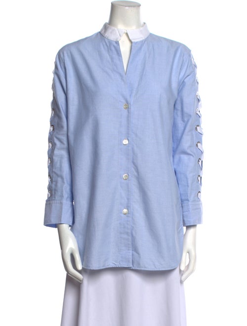 Sandro Mock Neck Long Sleeve Button-Up Top