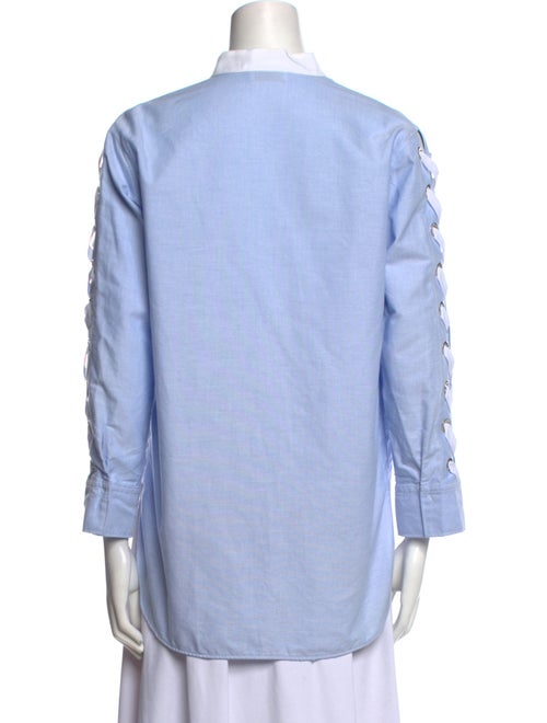 Sandro Mock Neck Long Sleeve Button-Up Top