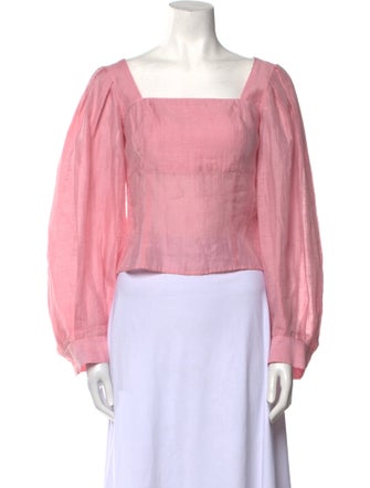 Sandro Linen Square Neckline Crop Top