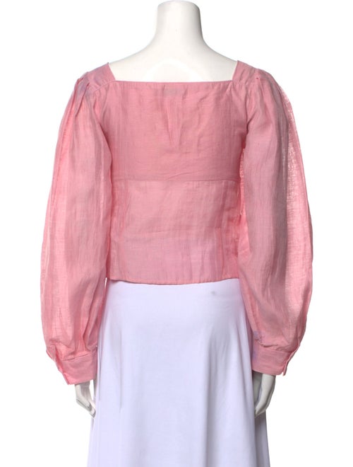 Sandro Linen Square Neckline Crop Top