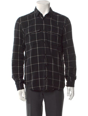 Sandro Plaid Print Long Sleeve Shirt