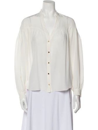 Sandro Silk V-Neck Button-Up Top