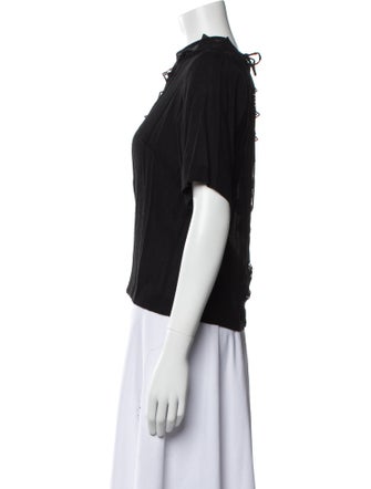 Sandro Mock Neck Short Sleeve Blouse