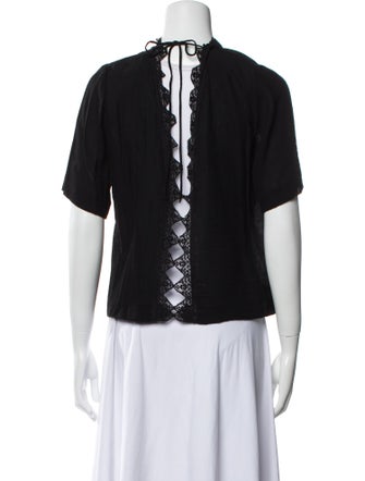 Sandro Mock Neck Short Sleeve Blouse