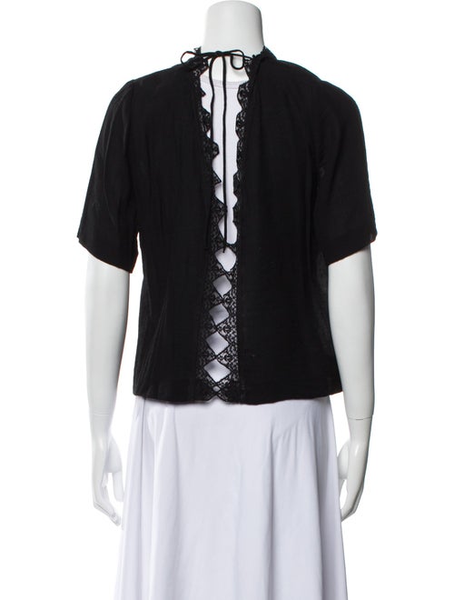 Sandro Mock Neck Short Sleeve Blouse