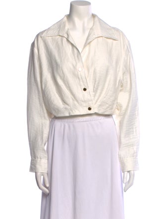 Sandro Silk Long Sleeve Crop Top