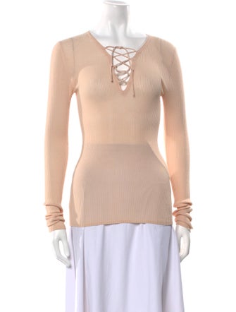 Sandro V-Neck Long Sleeve Top