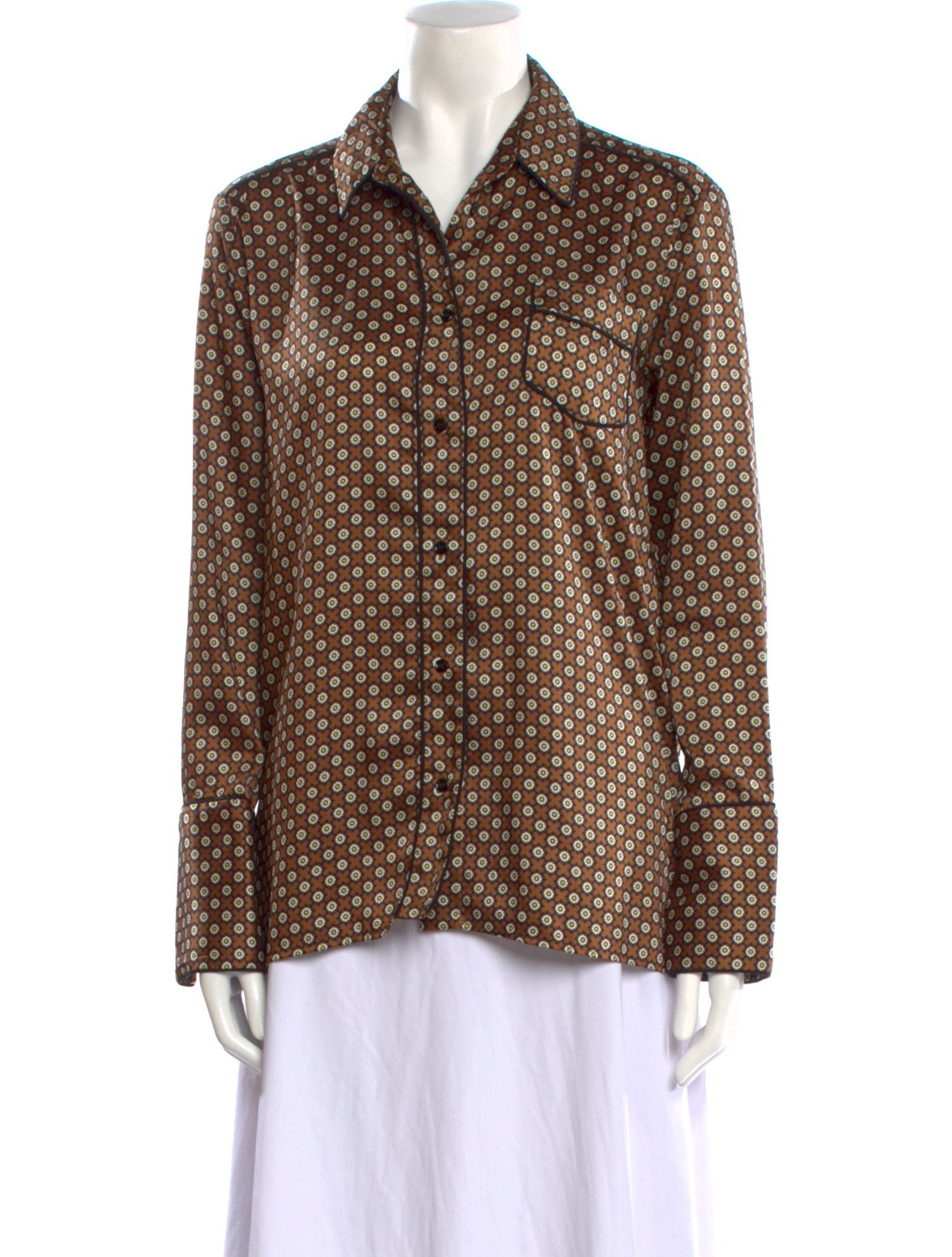 Sandro Polka Dot Print Long Sleeve Button-Up Top