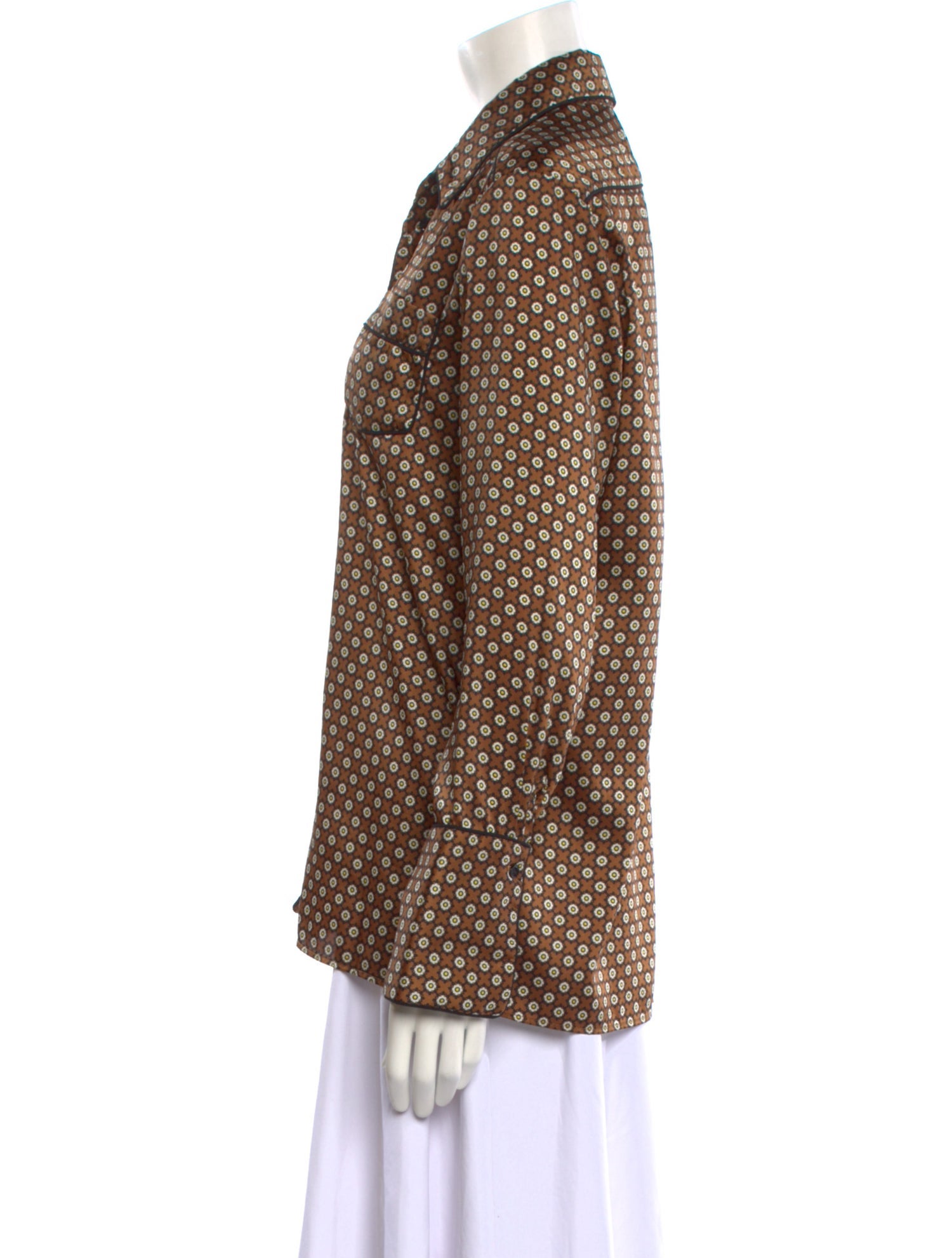 Sandro Polka Dot Print Long Sleeve Button-Up Top