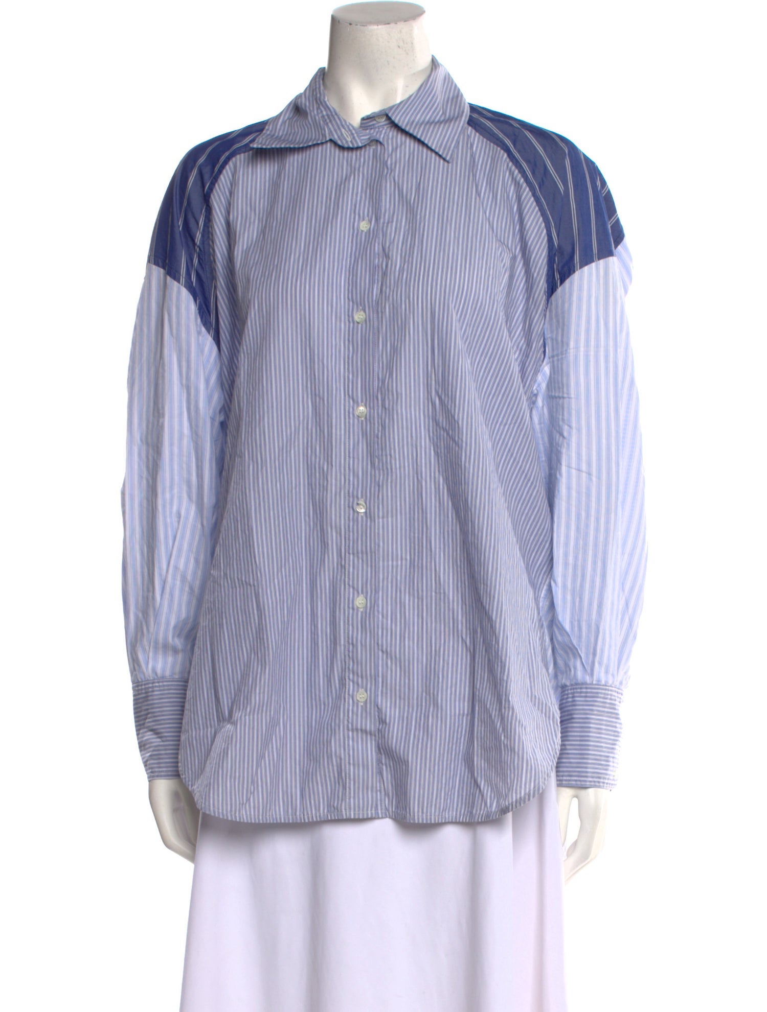 Sandro Striped Long Sleeve Button-Up Top