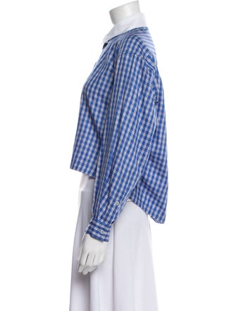 Sandro Plaid Print Long Sleeve Crop Top