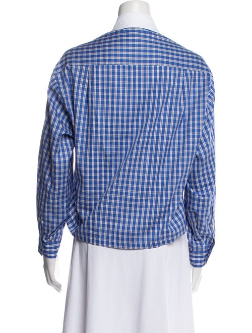 Sandro Plaid Print Long Sleeve Crop Top