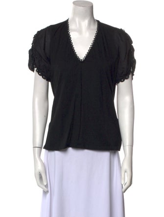 Sandro V-Neck Short Sleeve Blouse
