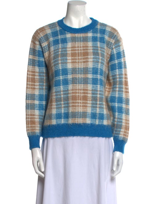 Sandro Plaid Print Crew Neck Sweater