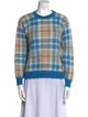 Sandro Plaid Print Crew Neck Sweater
