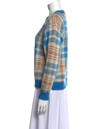 Sandro Plaid Print Crew Neck Sweater