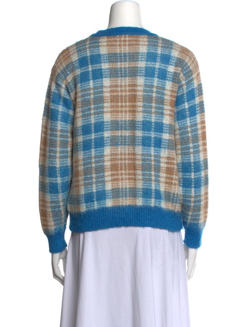 Sandro Plaid Print Crew Neck Sweater