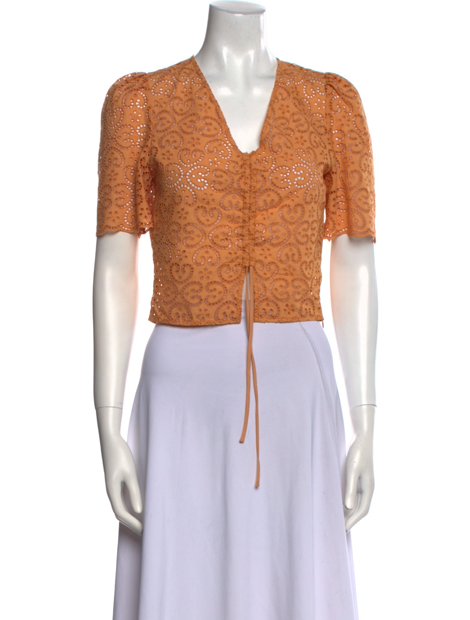 Sandro V-Neck Short Sleeve Crop Top