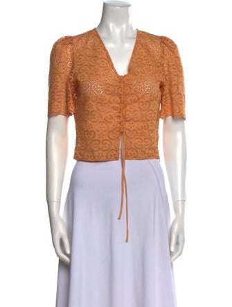 Sandro V-Neck Short Sleeve Crop Top