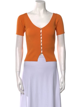 Sandro V-Neck Short Sleeve Crop Top