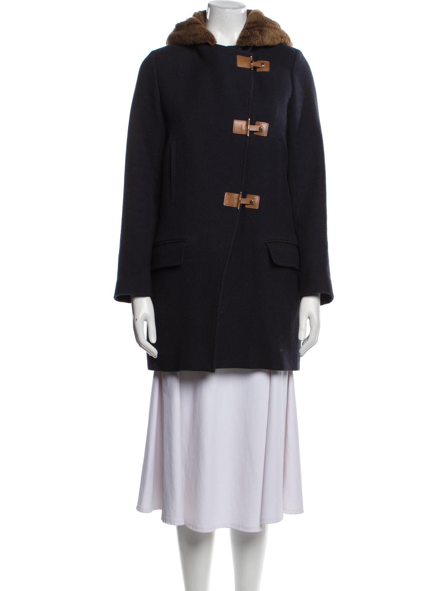 Sandro Virgin Wool Fur Coat