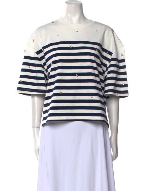 Sandro Striped Bateau Neckline Crop Top
